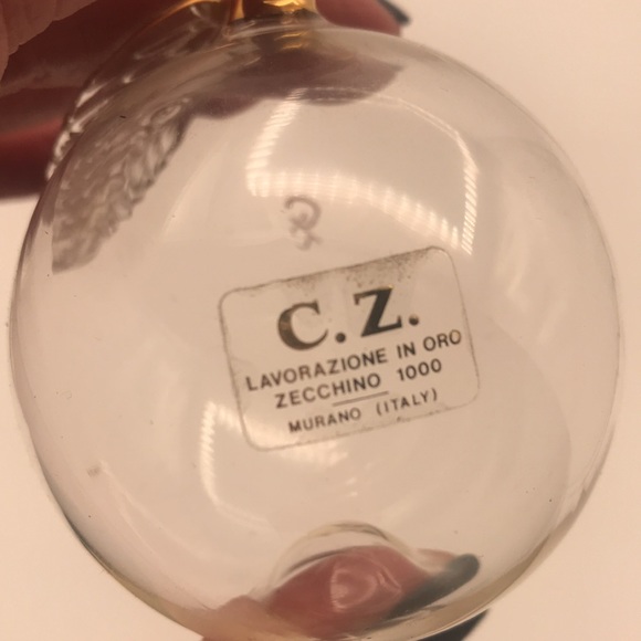 C.Z. Lavorazione in Oro Zecchino 1000 Murano Italy Clear Glass w/24k Gold Apple - Picture 5 of 9